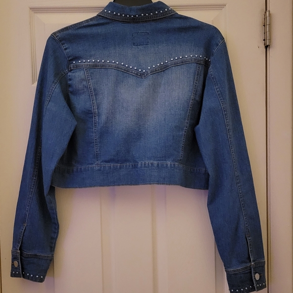 Vintage Roper XL Denim Shorty Jacket with Silver Stud Work on Front/Back/Cuffs - Picture 3 of 14